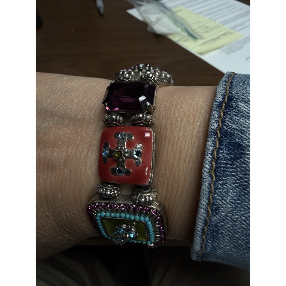 Vintage Les Gens‎ du Sud Statement Bracelet Boho Chunky Glass - Picture 7 of 7